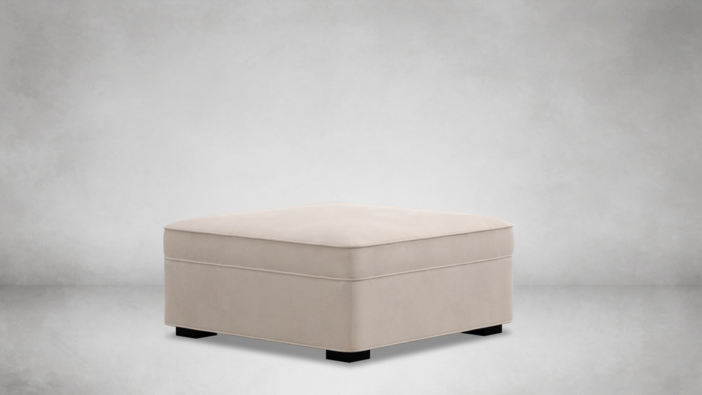 Seward Square  Ottoman (Belgian Linen - White, 35"W x 35"D x 15"H)