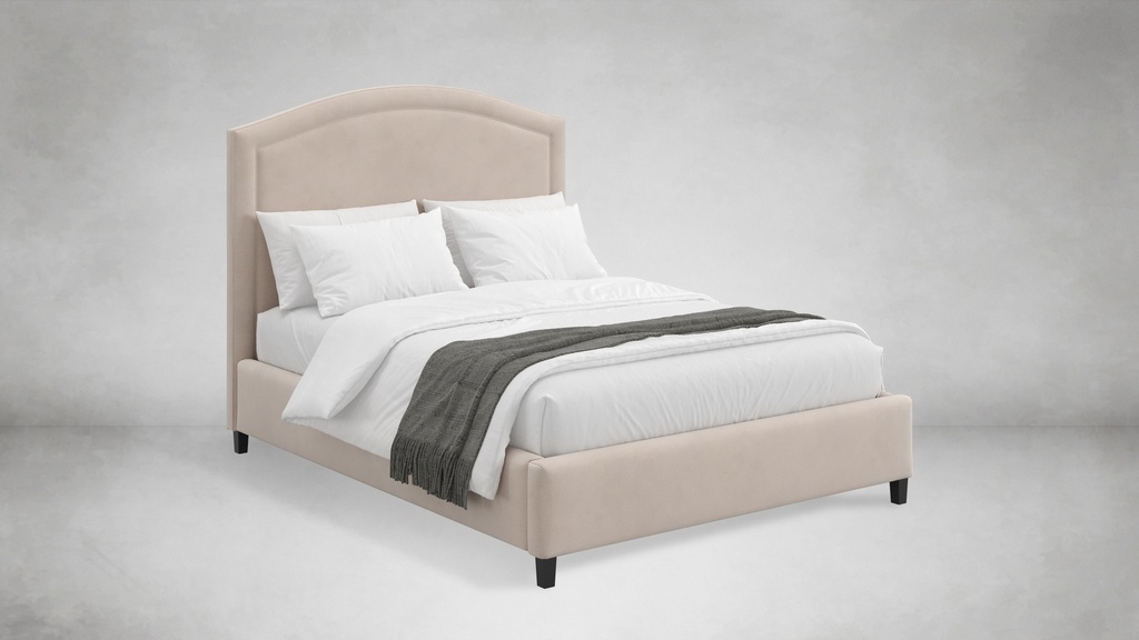 Magnolia Bed with Border (Belgian Linen - White, Queen)