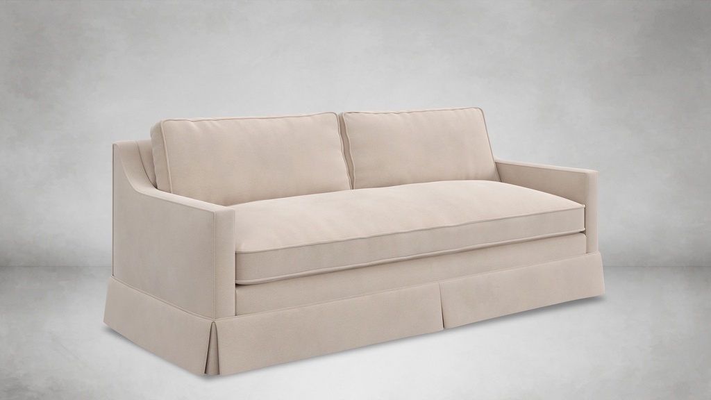 Fairmount Skirted Sofa (Belgian Linen - White, 3 Back Cushions and 3 Seat Cushions, 73, 34)